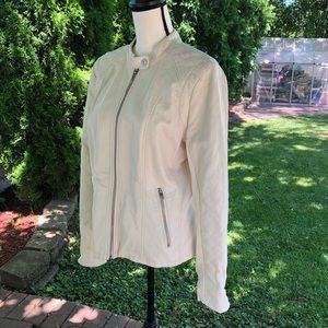 BLACK RIVET Cream Color Vegan Leather Jacket 🌾 L